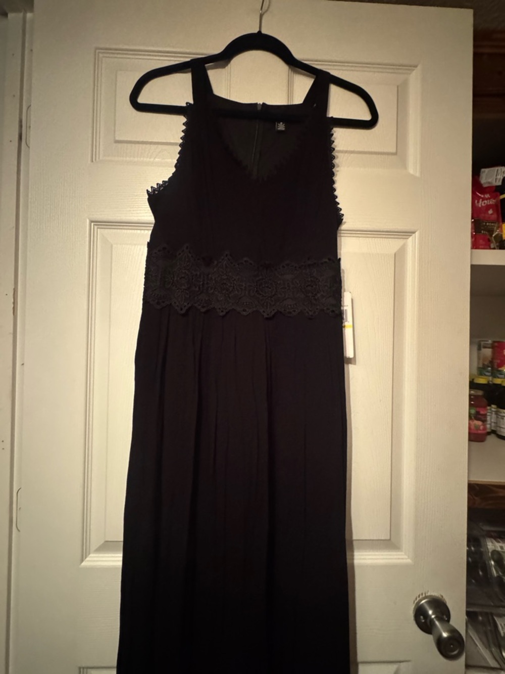 NWT Nina Leonard Sz Medium Black Sleeveless Lace-Waist/Trim V-Neck Maxi Dress - Picture 6 of 13